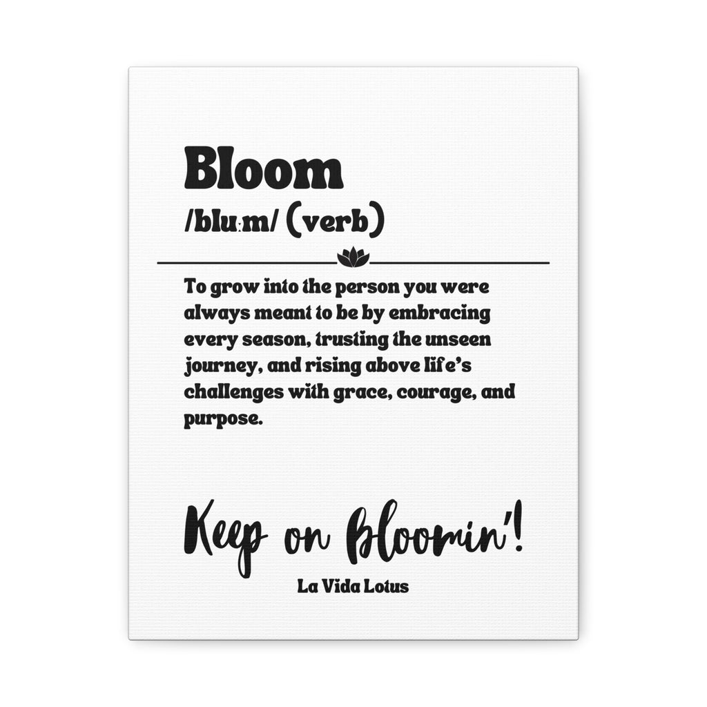 Bloom Definition Wall Art Canvas | Lotus Flower Quote Print | Inspirational Wall Decor | Motivational Gift for Women | Boho Home Decor