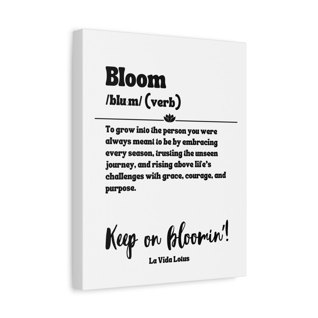 Bloom Definition Wall Art Canvas | Lotus Flower Quote Print | Inspirational Wall Decor | Motivational Gift for Women | Boho Home Decor