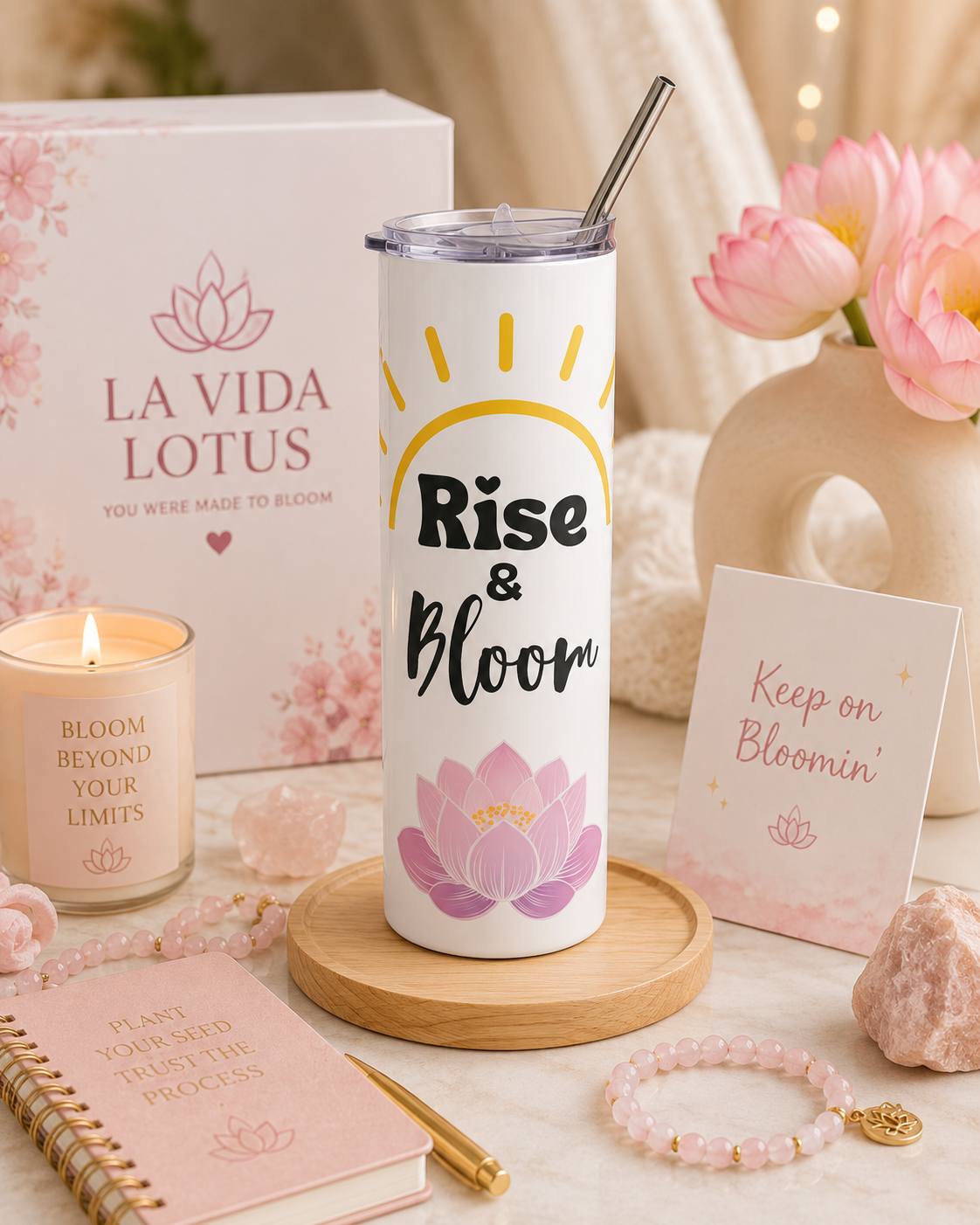 Rise & Bloom Tumbler | 20oz Stainless Steel Skinny Tumbler