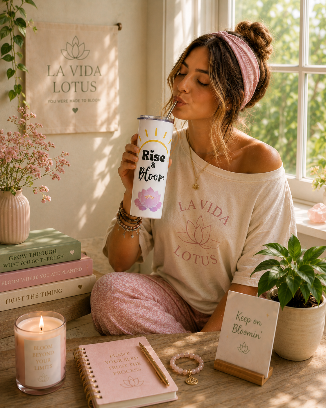 Rise & Bloom Tumbler | 20oz Stainless Steel Skinny Tumbler