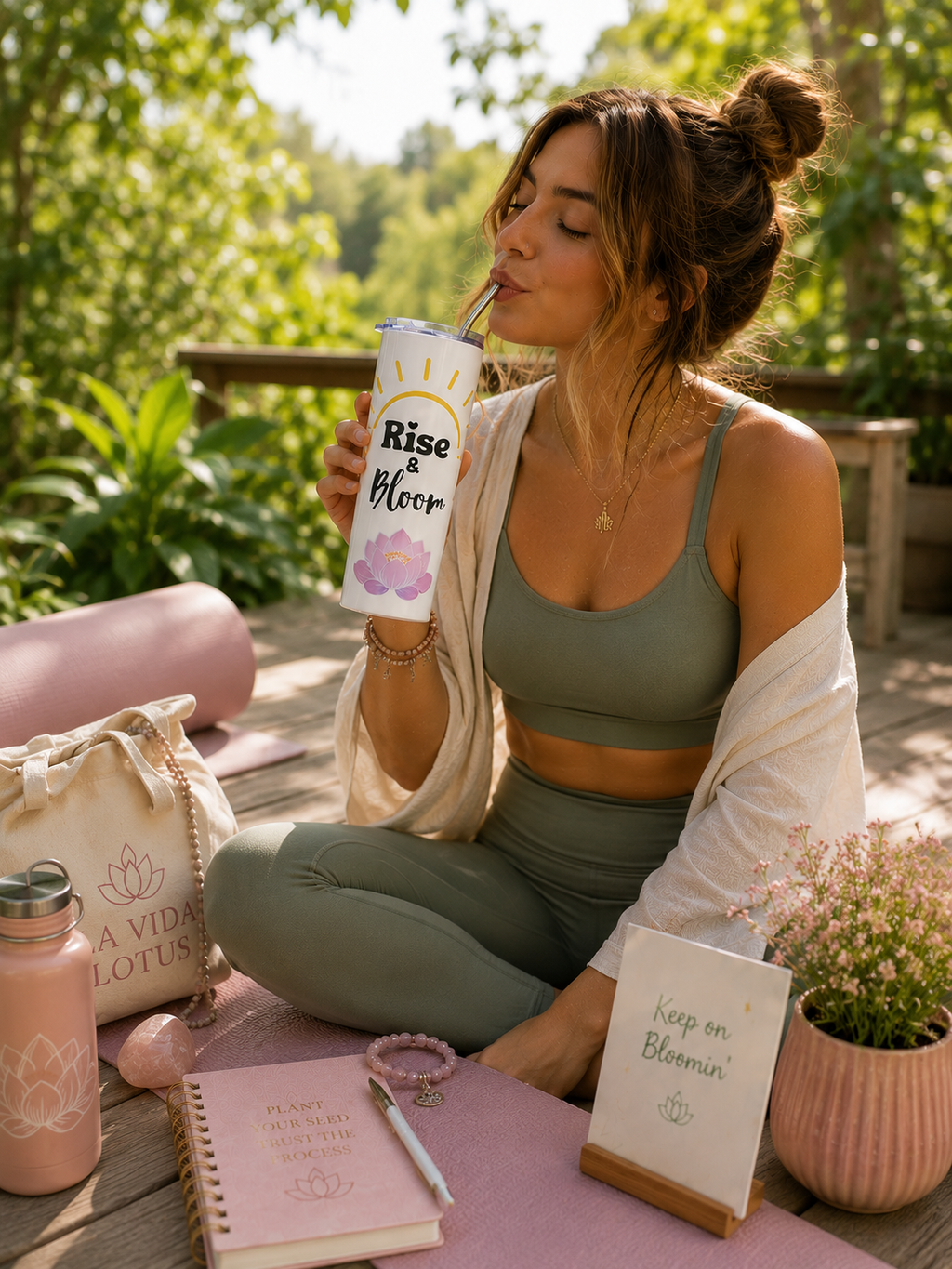 Rise & Bloom Tumbler | 20oz Stainless Steel Skinny Tumbler
