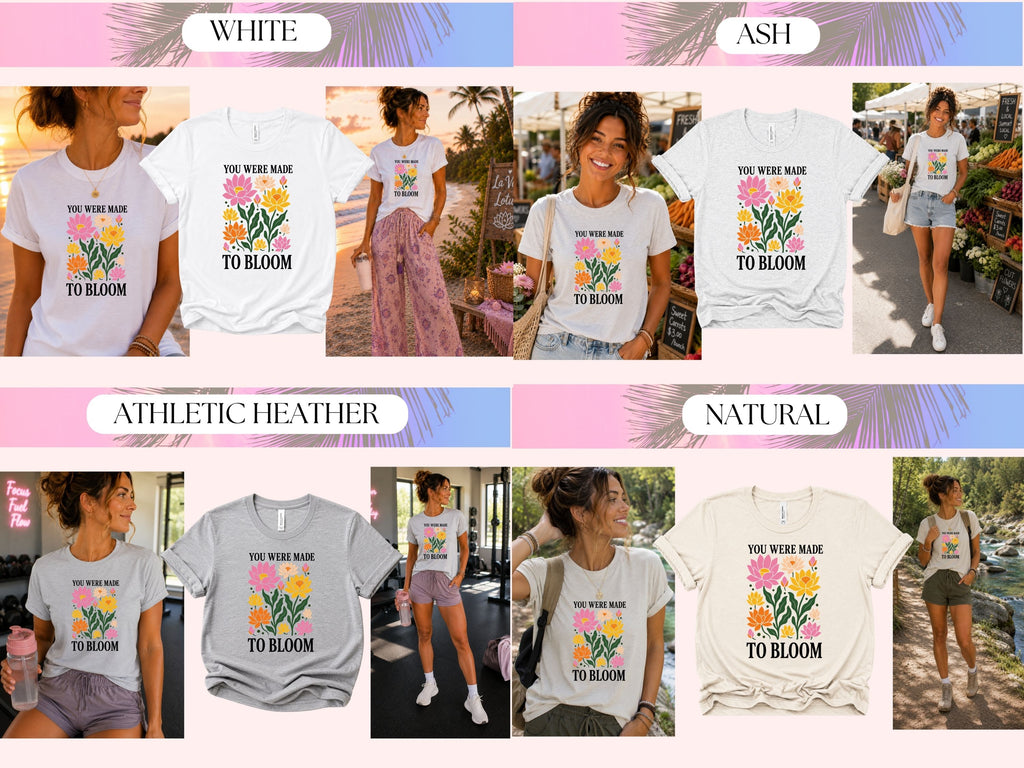 You Were Made to Bloom Shirt | Inspirational Lotus Flower T-Shirt | Positive Affirmation Tee | Boho Floral Graphic Tee | Women's T-shirts