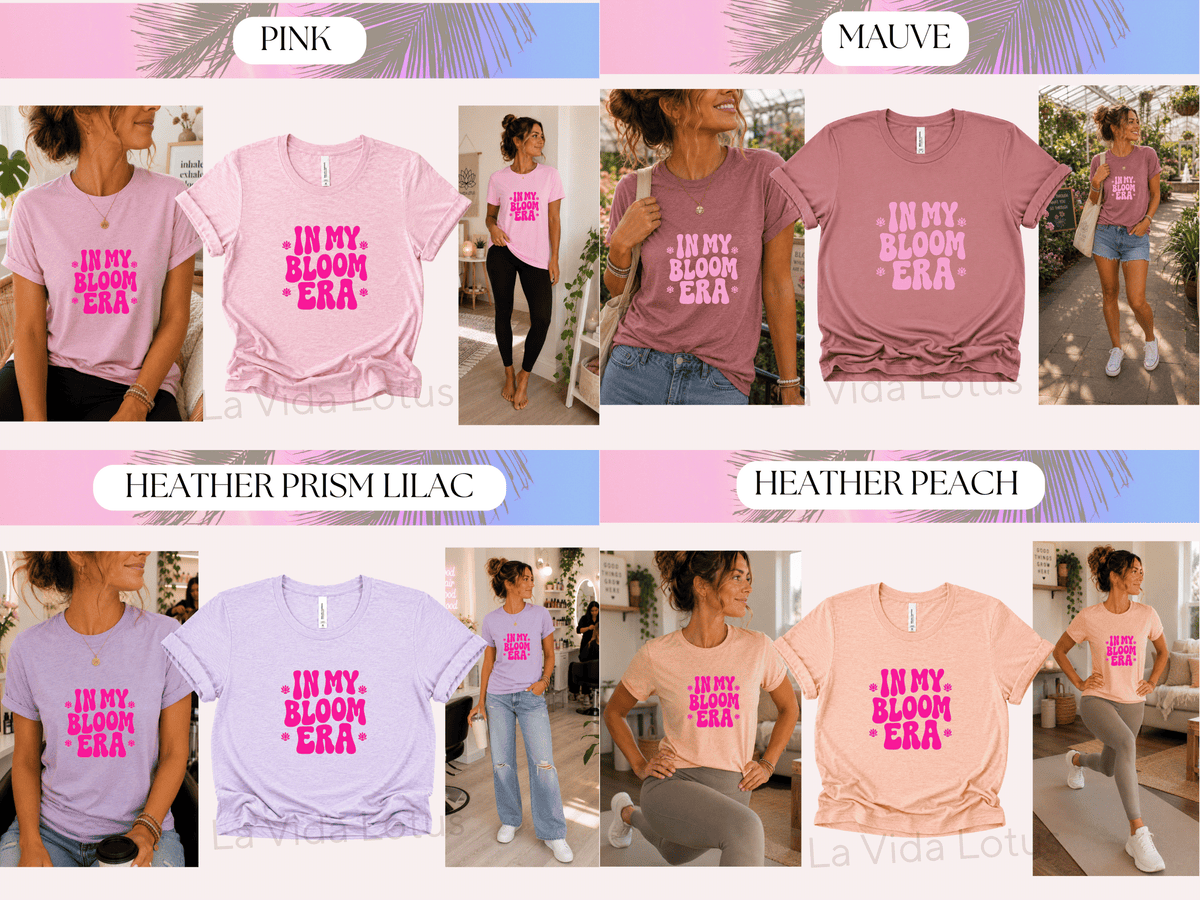 In My Bloom Era Shirt, Lotus Flower Graphic Tee, Retro Groovy Floral T-Shirt for Women, Positive Motivational Tee, Self Love Gift for Her