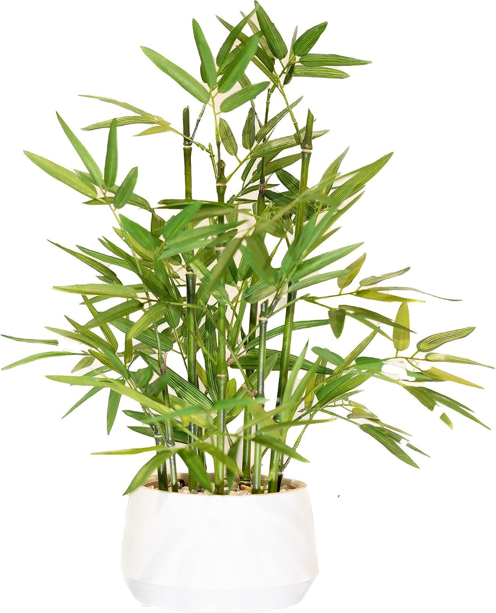 365 Blooming Decor 18-Inch Tall Potted ARTIFICIAL Bamboo Plant (Black Pot) - Luxury Artificial Bamboo in Black Textures Pot for Home, Office, Kitchen, Counter Top, Indoor Decor, Money Tree, Lucky Tree