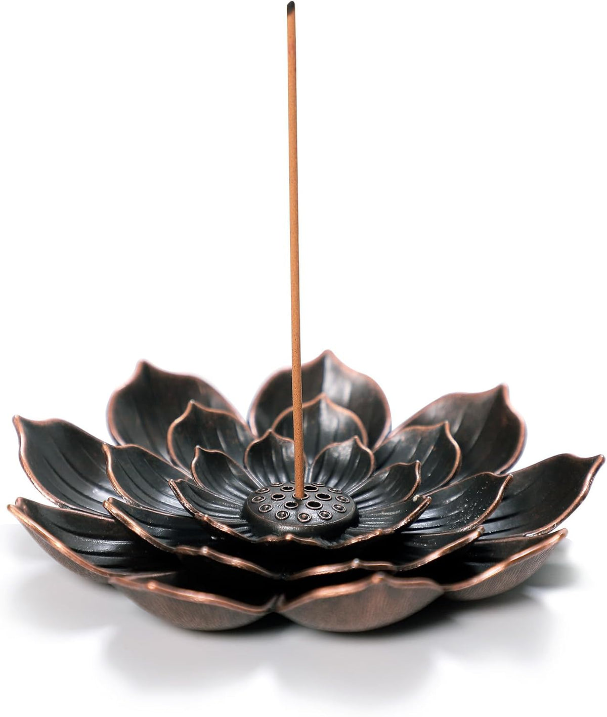Lotus Flower Incense Burner, Incense Holder for Sticks, Brass Lotus Incense Stick Holder and Detachable Ash Catcher