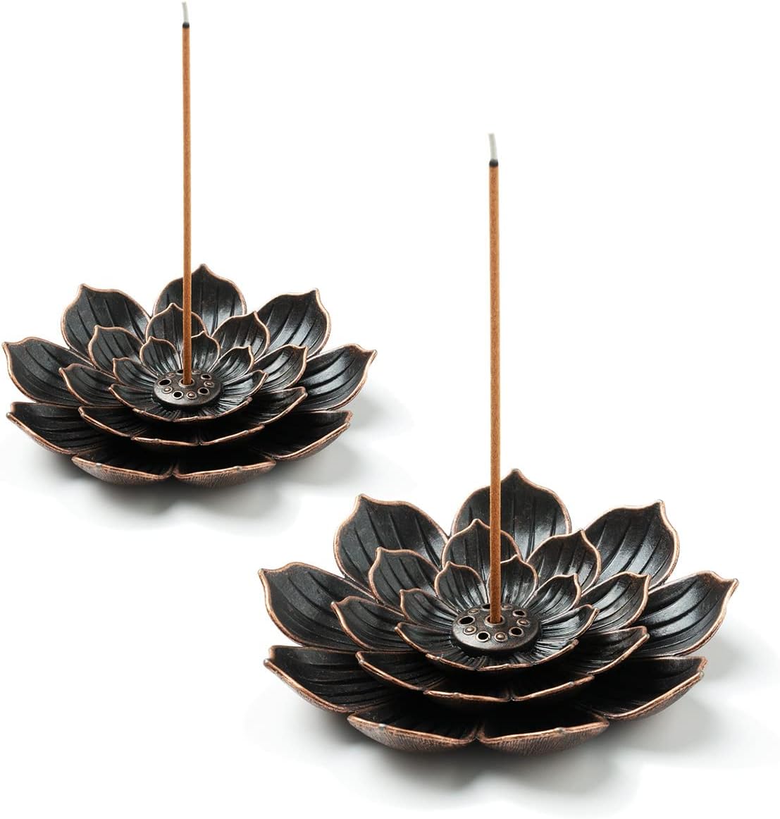 Lotus Flower Incense Burner, Incense Holder for Sticks, Brass Lotus Incense Stick Holder and Detachable Ash Catcher