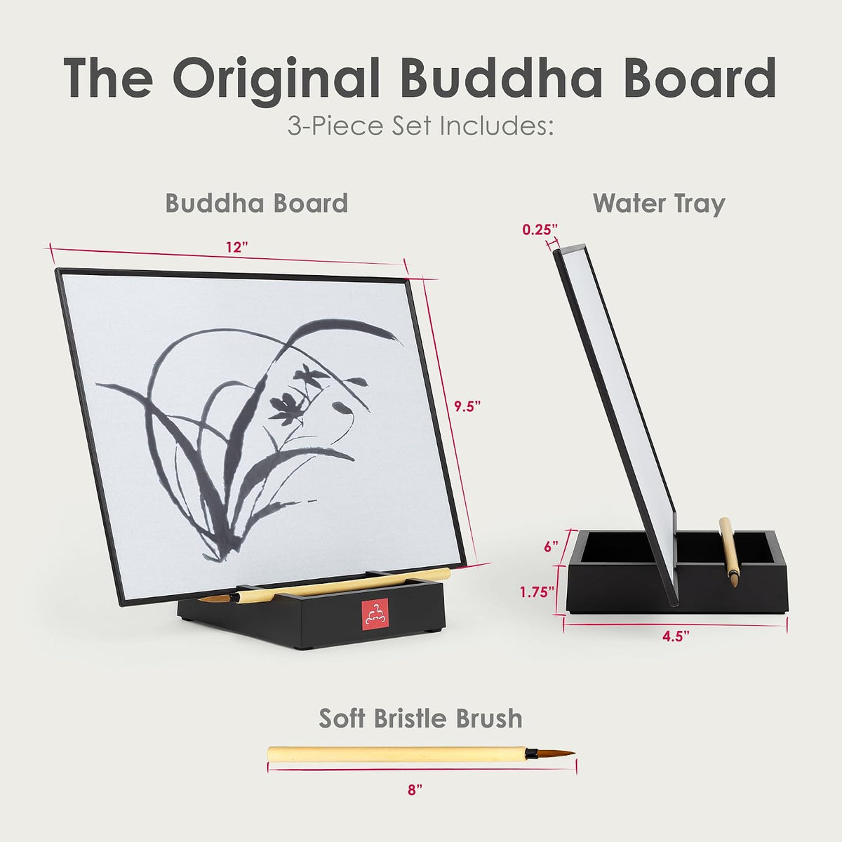 Buddha Board– the Original Water Painting Board for Mindfulness & Creativity – Unique Gift for Artists, Adults & Kids – Mess-Free Zen Art Supplies
