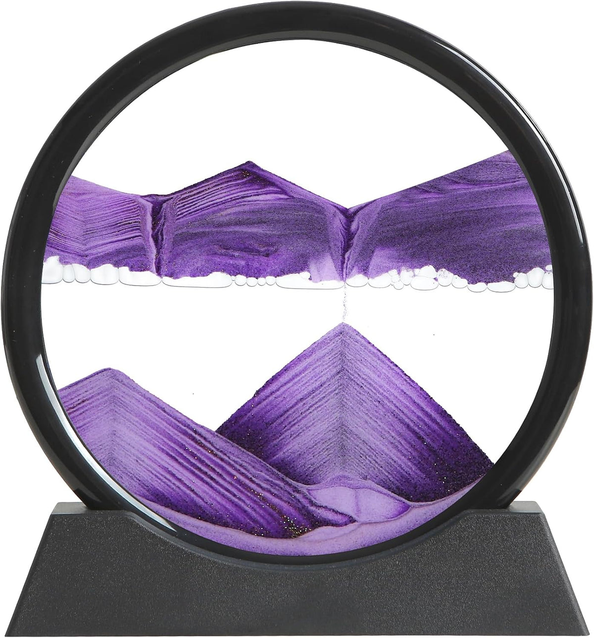 Moving Sand Art Liquid Motion, 3D Deep Sea Sandscape Color Quicksand Decor, round Glass Moving Sand Art Picture Relaxing Desktop Home Office Work Decor (Green, 7 Inch)