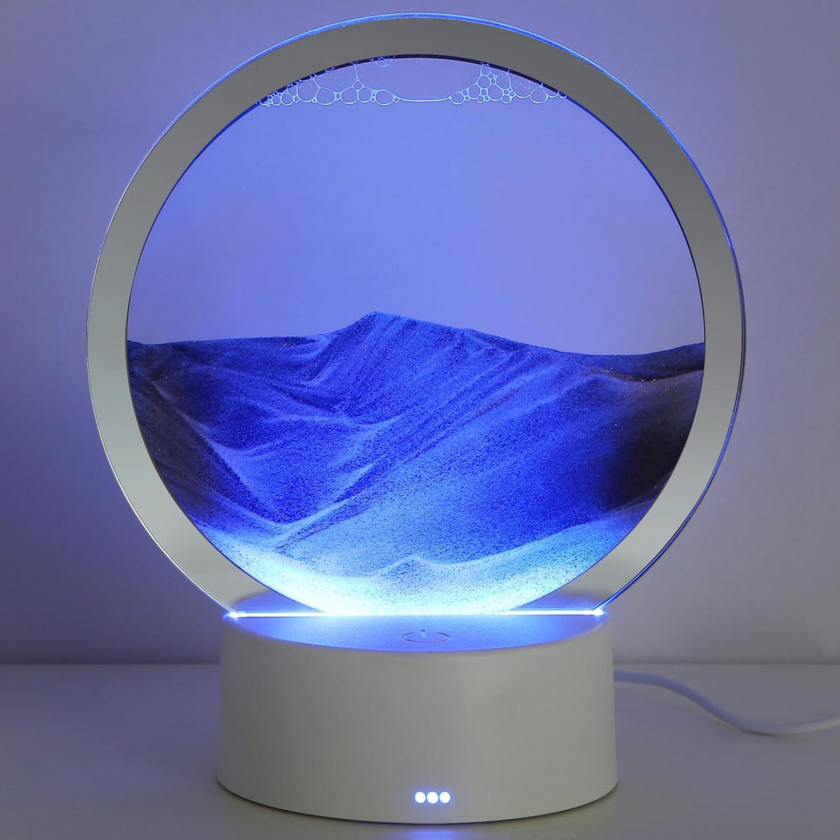 Moving Sand Art Liquid Motion, 3D Deep Sea Sandscape Color Quicksand Decor, round Glass Moving Sand Art Picture Relaxing Desktop Home Office Work Decor (Green, 7 Inch)