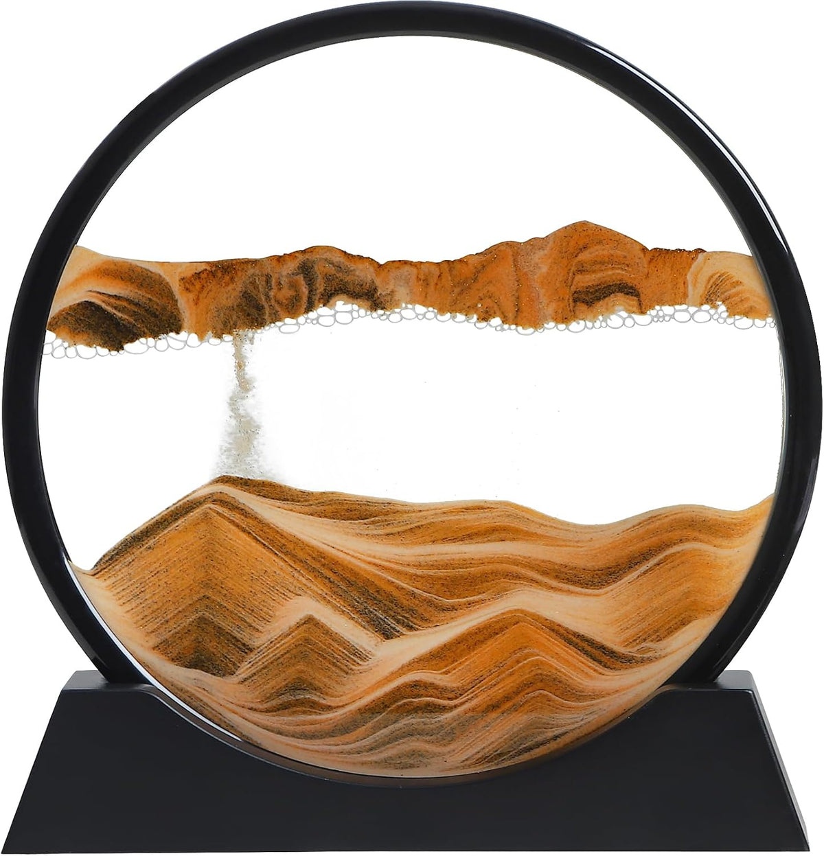Moving Sand Art Liquid Motion, 3D Deep Sea Sandscape Color Quicksand Decor, round Glass Moving Sand Art Picture Relaxing Desktop Home Office Work Decor (Green, 7 Inch)