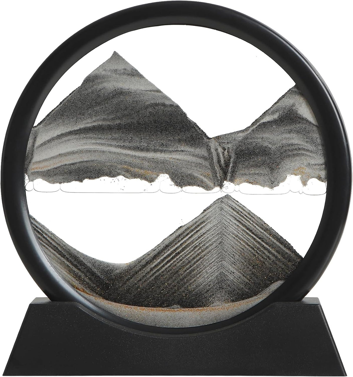 Moving Sand Art Liquid Motion, 3D Deep Sea Sandscape Color Quicksand Decor, round Glass Moving Sand Art Picture Relaxing Desktop Home Office Work Decor (Green, 7 Inch)