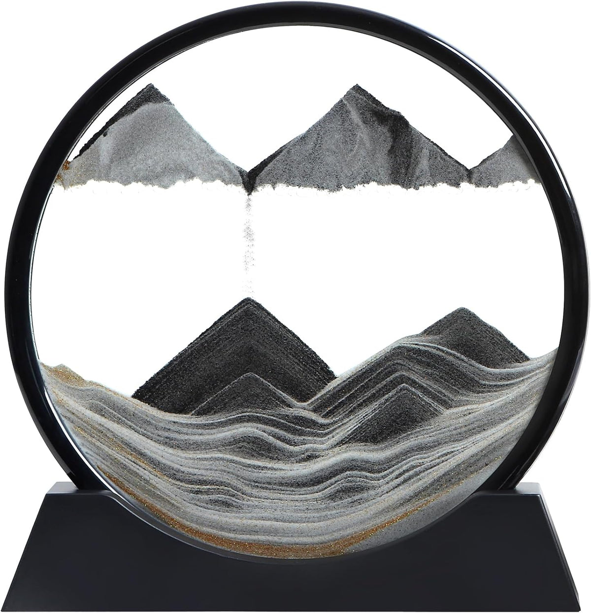 Moving Sand Art Liquid Motion, 3D Deep Sea Sandscape Color Quicksand Decor, round Glass Moving Sand Art Picture Relaxing Desktop Home Office Work Decor (Green, 7 Inch)