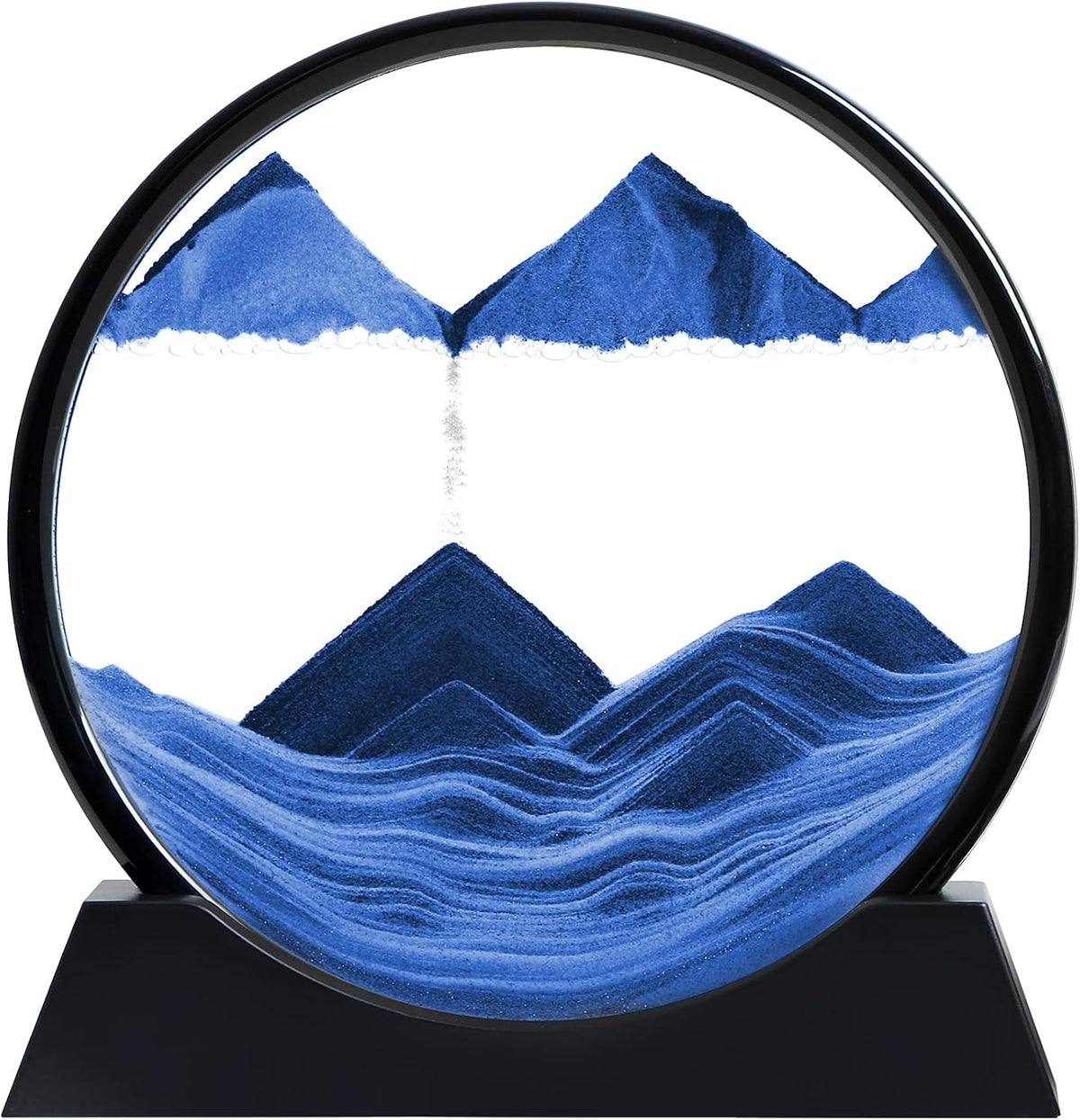 Moving Sand Art Liquid Motion, 3D Deep Sea Sandscape Color Quicksand Decor, round Glass Moving Sand Art Picture Relaxing Desktop Home Office Work Decor (Green, 7 Inch)