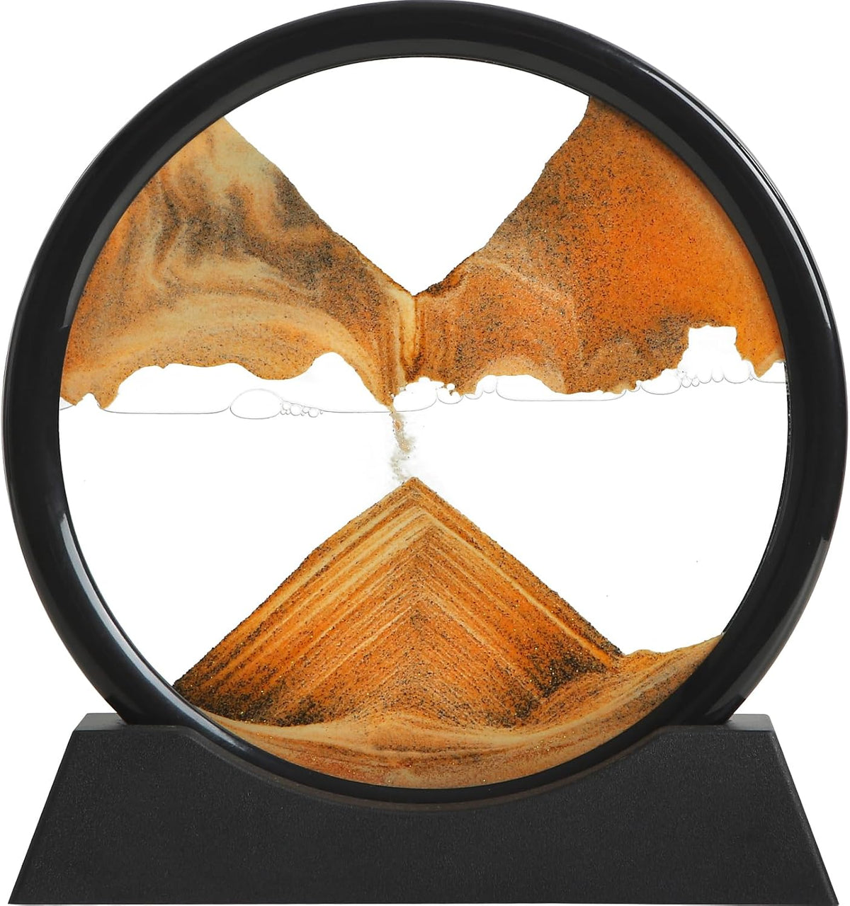 Moving Sand Art Liquid Motion, 3D Deep Sea Sandscape Color Quicksand Decor, round Glass Moving Sand Art Picture Relaxing Desktop Home Office Work Decor (Green, 7 Inch)