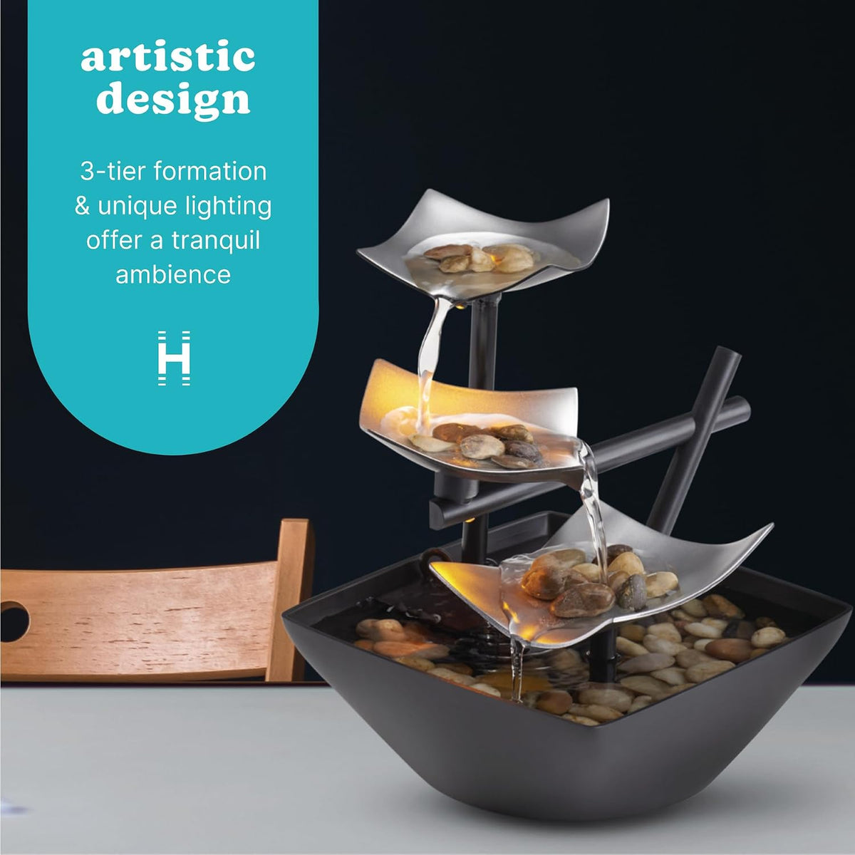 Tabletop Water Fountain, Home Décor Soothing Sound Machine
