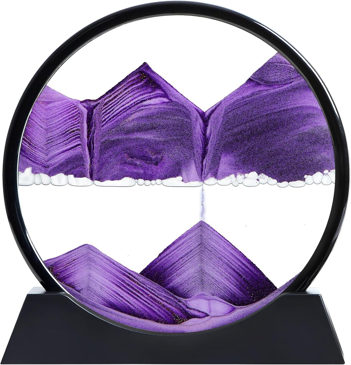 Moving Sand Art Liquid Motion, 3D Deep Sea Sandscape Color Quicksand Decor, round Glass Moving Sand Art Picture Relaxing Desktop Home Office Work Decor (Green, 7 Inch)