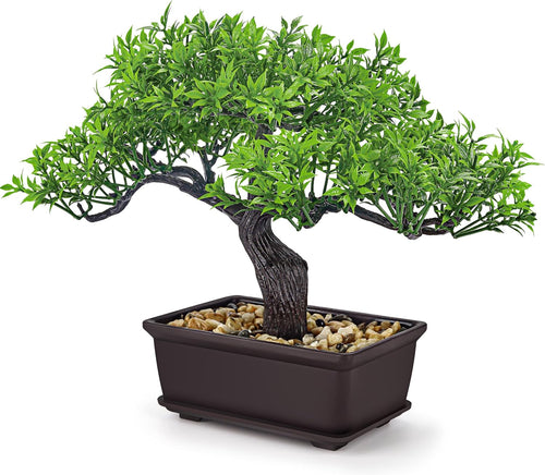 8" Fake Bonsai Tree, Artificial Ficus for Desk and Shelf Decor