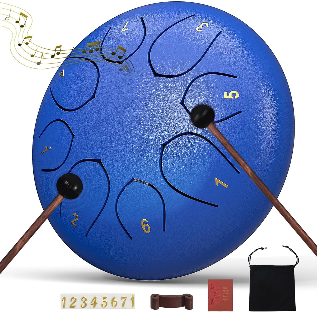 Rain Drum for outside Garden, 6 Inches 8 Notes Steel Tongue Chakra Drums, Waterproof Meditation Rain Chime, Musical Instruments for Adult Gift with Bag, Music Book, Drum Mallets (Green)
