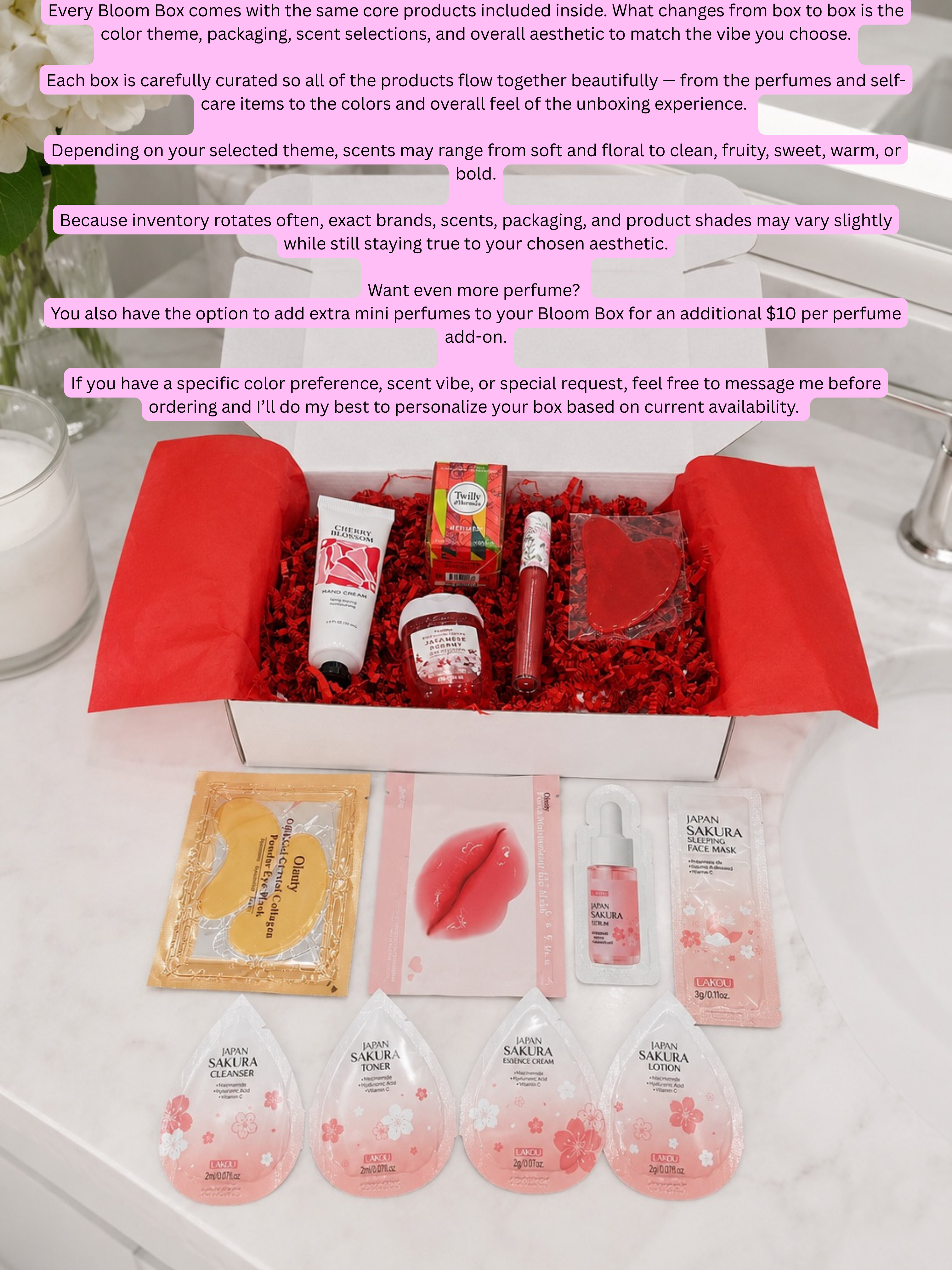 Self Care Bloom Box | Mini Perfume, Beauty Essentials Gift Set for Women